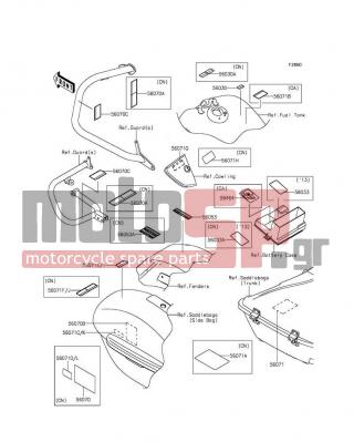 KAWASAKI - VULCAN® 1700 VOYAGER® ABS 2014 - Body Parts - Labels(BDF-BFF) - 56053-0379 - LABEL-SPECIFICATION,TIRE&LOAD