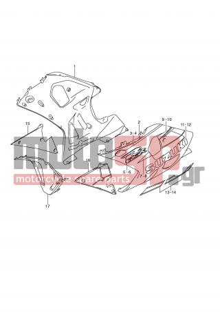 SUZUKI - GSX-R750 (E2) 2002 - Body Parts - UNDER COWLING (MODEL K3) - 68185-35F40-LW8 - TAPE, CENTER RH