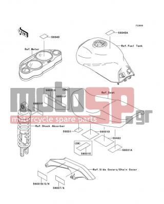 KAWASAKI - GPZ 1100 1996 - Body Parts - Labels - 56031-1929 - LABEL-MANUAL,CHAIN