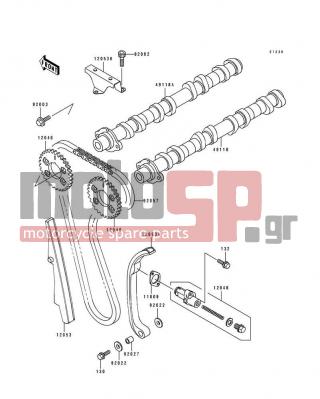 KAWASAKI - GPZ 1100 ABS 1996 - Engine/Transmission - Camshaft(s)/Tensioner - 12053-1242 - GUIDE-CHAIN,RR