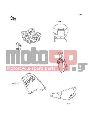 KAWASAKI - KLR650 1996 - Body Parts - Decals(Green)(KL650-A10/A11/A12) - 56051-1328 - MARK,SIDE COVER,650