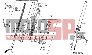 HONDA - XL650V (ED) TransAlp 2000 - Suspension - FRONT FORK - 44832-MAW-760 - CLAMPER, SPEEDOMETER CABLE