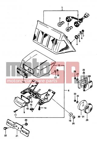SUZUKI - GS1150 G 1986 - Electrical - TAILLAMP - LICENSE LAMP - 35710-00A50-000 - LAMP ASSY, REAR COMBINATION
