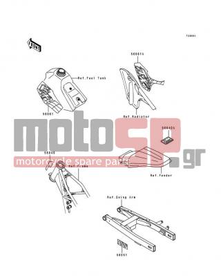 KAWASAKI - KX100 1996 - Body Parts - Labels(KX100-B6) - 56051-1324 - MARK,SWING ARM,100