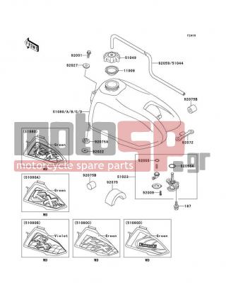 KAWASAKI - KX60 1996 -  - Fuel Tank - 92001-1516 - BOLT,W/WASHER,6X12