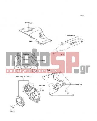 KAWASAKI - NINJA® ZX™-11 1996 - Body Parts - Decals(Red)(ZX1100-D4) - 56050-1938 - MARK,SIDE COVER,LH,ZX-11