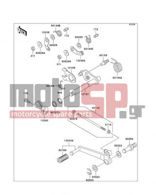 KAWASAKI - NINJA® ZX™-11 1996 - Engine/Transmission - Gear Change Mechanism - 13236-1216 - LEVER-COMP,GEAR POSITION