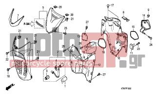 HONDA - SH300 (ED) 2007 - Body Parts - FRONT COVER - 64313-KTW-900ZF - COVER, NECK GUARD *R302M*
