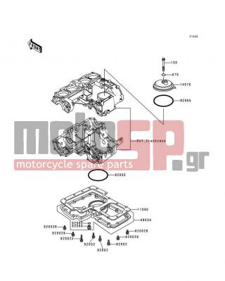 KAWASAKI - POLICE 1000 1996 - Engine/Transmission - Breather Cover/Oil Pan - 670B1508 - O RING,8MM