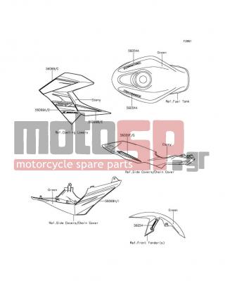 KAWASAKI - Z250SL 2014 - Body Parts - Decals(Green) - 56069-7315 - PATTERN,SIDE COVER,LH