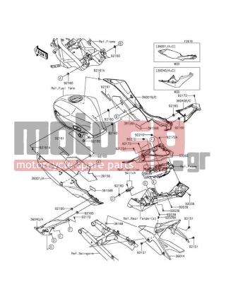KAWASAKI - Z250SL 2014 - Εξωτερικά Μέρη - Side Covers/Chain Cover - 36040-0140-20A - COVER-TAIL,LH,EBONY