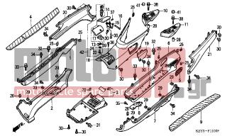 HONDA - FES125 (ED) 2001 - Body Parts - FLOOR PANEL-CENTER COVER - 50641-KFG-D00ZB - GRILLE, STEP *NH158R*