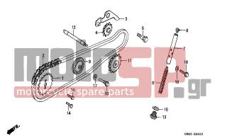 HONDA - C90 (GR) 1993 - Engine/Transmission - CAM CHAIN/TENSIONER - 14615-035-010 - PIN, CAM CHAIN GUIDE ROLLER