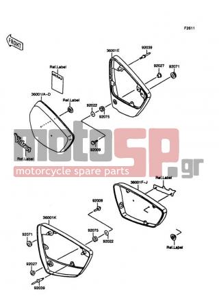 KAWASAKI - VULCAN 1500 1996 - Εξωτερικά Μέρη - Side Covers - 36001-1355-L1 - COVER-SIDE,LH,C.C.RED