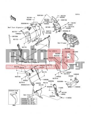 KAWASAKI - CONCOURS® 14 ABS 2013 - Body Parts - Cowling(Center)(CDF/CEF) - 39156-0596 - PAD,CNT COWLING,RH