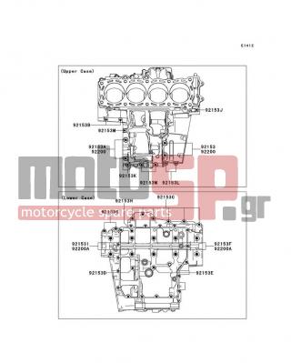 KAWASAKI - CONCOURS® 14 ABS 2013 - Engine/Transmission - Crankcase Bolt Pattern - 92153-1570 - BOLT,FLANGED,6X40