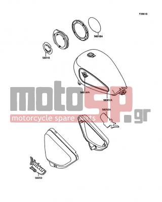KAWASAKI - VULCAN 750 1996 - Body Parts - Decals(Red/Gray) - 56018-1667 - MARK,CLUTCH COVER