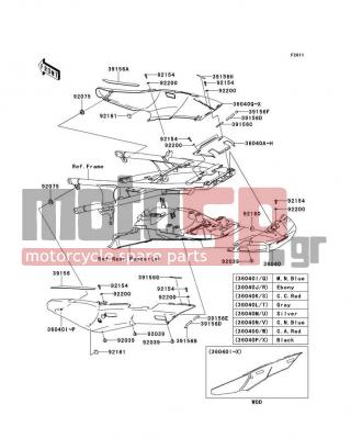 KAWASAKI - CONCOURS® 14 ABS 2013 - Εξωτερικά Μέρη - Side Covers - 39156-0401 - PAD,TAIL COVER