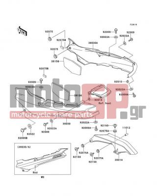 KAWASAKI - GPZ 1100 1995 - Εξωτερικά Μέρη - Side Covers/Chain Cover(ZX1100-E1) - 36030-5477-A5 - COVER-SIDE,LH,C.P.RED