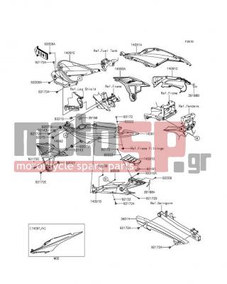 KAWASAKI - KAZE HIT 2013 - Body Parts - Side Covers/Chain Cover - 14091-1779-21P - COVER,TAIL,UPP,RH,M.F.S.BLACK