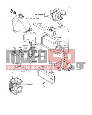 KAWASAKI - KLR650 1995 - Body Parts - Fuel Evaporative System - 14073-1219 - DUCT,CANISTER
