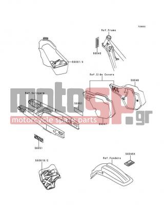 KAWASAKI - KX500 1995 - Body Parts - Labels(KX500-E7) - 56040-1101 - LABEL-WARNING,NOISE