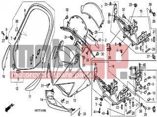 HONDA - XL1000VA (ED)-ABS Varadero 2009 - Body Parts - UPPER COWL - 64223-MBT-C40 - COVER, HEADLIGHT UNDER *NH1*