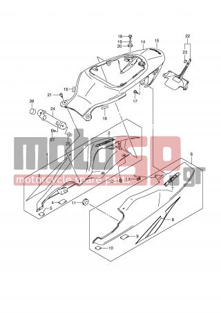SUZUKI - GSX-R750 (E2) 2007 - Body Parts - SEAT TAIL COVER (MODEL K7) - 45502-02H10-YHG - COVER, SEAT TAIL, L (GRAY)