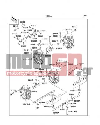 KAWASAKI - NINJA® ZX™-11 1995 - Engine/Transmission - Carburetor(ZX1100-D2/D3) - 13183-1606 - PLATE,THROTTLE CABLE