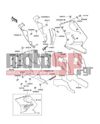 KAWASAKI - NINJA® ZX™-11 1995 - Body Parts - Cowling Lowers(ZX1100-D3) - 14090-1284 - COVER,HEAT GUARD,RH