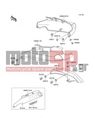 KAWASAKI - NINJA® ZX™-11 1995 - Εξωτερικά Μέρη - Side Covers/Chain Cover(ZX1100-D3) - 36001-1502-5M - COVER-SIDE,RH,P.P.BLACK MICA