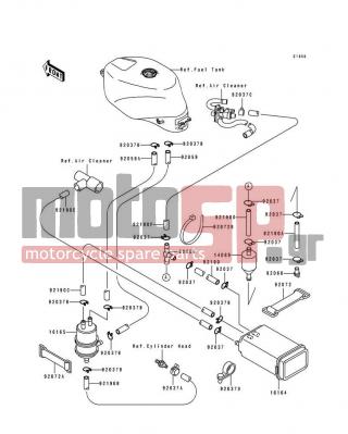 KAWASAKI - NINJA® ZX™-7 1995 - Body Parts - Fuel Evaporative System - 92037-1461 - CLAMP,TUBE