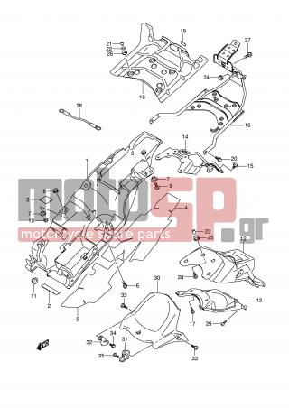 SUZUKI - GSX1300 BKing (E2)  2009 - Body Parts - REAR FENDER  - 09321-10018-000 - CUSHION, FRONT RH