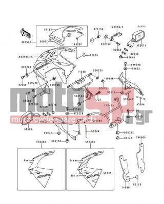 KAWASAKI - NINJA® ZX™-9R 1995 - Body Parts - Cowling(ZX900-B2) - 14090-1404-7F - COVER,POSITION LAMP,L.GREEN