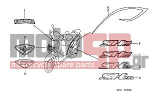 HONDA - SH150 (ED) 2003 - Body Parts - MARK-STRIPE - 87125-KPR-900ZA - MARK, FR. COVER *TYPE1*