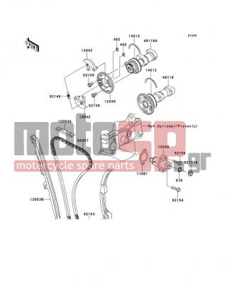 KAWASAKI - KX™450F 2013 - Engine/Transmission - Camshaft(s)/Tensioner - 12053-0031 - GUIDE-CHAIN,CAM CHAIN STOPPER