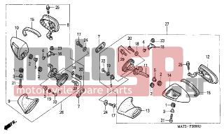 HONDA - CBR1100XX (ED) 1999 - Body Parts - BACK MIRROR - 88120-MAT-D01ZC - MIRROR ASSY., L. BACK *PB284C*