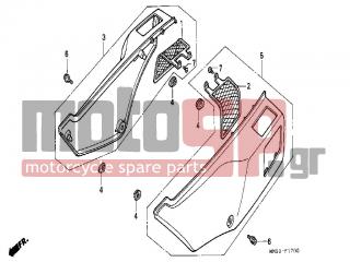 HONDA - NX650 (ED) 1988 - Body Parts - SIDE COVER - 83610-MN9-000ZD - COVER ASSY., L. SIDE *PB198*