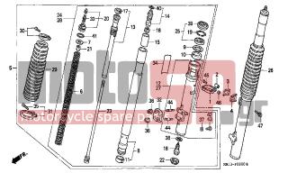 HONDA - XR600R (ED) 1997 - Suspension - FRONT FORK - 51431-KS7-701 - PIECE COMP., BOTTOM (SHOWA)