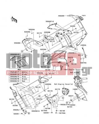 KAWASAKI - NINJA® 1000 2013 - Body Parts - Cowling(Center) - 55028-0386-660 - COWLING,SIDE,LH,M.S.BLACK