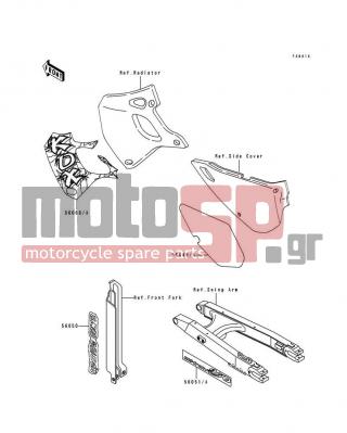 KAWASAKI - KDX250 1994 - Body Parts - Decals(KDX250-D4) - 56049-1888 - PATTERN,SIDE COVER,LH