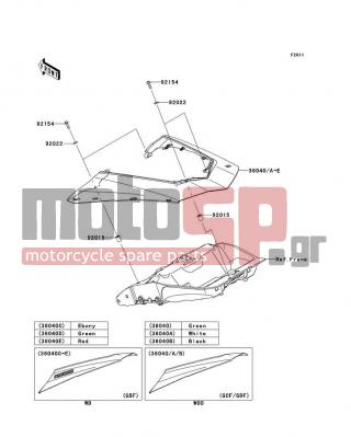 KAWASAKI - NINJA® 1000 2013 - Body Parts - Side Covers - 36040-0106-25Y - COVER-TAIL,P.S.WHITE