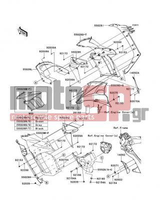 KAWASAKI - NINJA® 1000 ABS 2013 - Body Parts - Cowling(Center) - 55028-0349-6Z - COWLING,SLAT,RH,F.BLACK