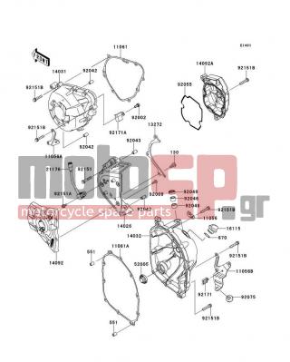 KAWASAKI - NINJA® 1000 ABS 2013 - Engine/Transmission - Engine Cover(s) - 14092-0032 - COVER,OUTER