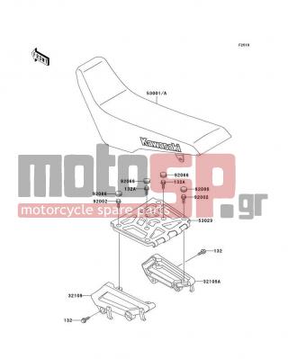 KAWASAKI - KLX650 1994 - Body Parts - Seat - 53001-1762-LY - SEAT-ASSY,DUAL,W/BAND,GREEN