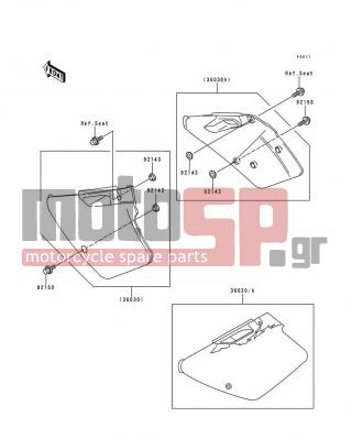 KAWASAKI - KX125 1994 - Εξωτερικά Μέρη - Side Covers - 36030-5253-6F - COVER-SIDE,LH,P.WHITE