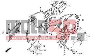 HONDA - CBR1000F (ED) 1988 - Body Parts - SIDE COVER (CBR1000FH/FJ/FM) - 64355-MM5-000ZH - MESH, L. SIDE COWL *R124CU*