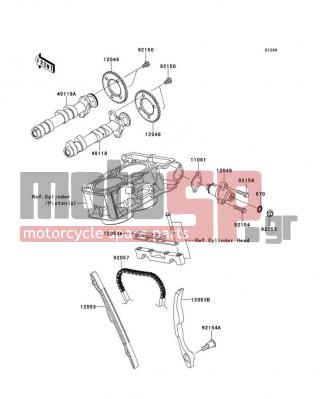 KAWASAKI - NINJA® 300 2013 - Κινητήρας/Κιβώτιο Ταχυτήτων - Camshaft(s)/Tensioner - 92057-0595 - CHAIN,CAM,92RH2010-124M