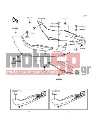 KAWASAKI - NINJA® 500 1994 - Body Parts - Side Covers/Chain Cover(EX500-D1) - 36030-5284-H3 - COVER-SIDE,LH,C.W.RED