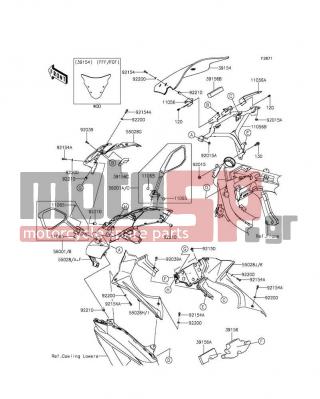 KAWASAKI - NINJA® 650 ABS 2013 - Body Parts - Cowling - 56001-0223 - MIRROR-ASSY,LH